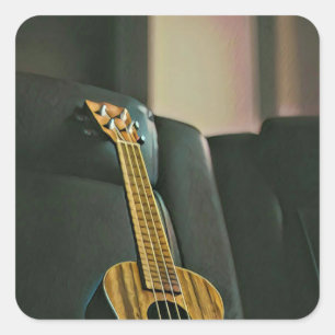 acoustic bass electric guitar gift square sticker