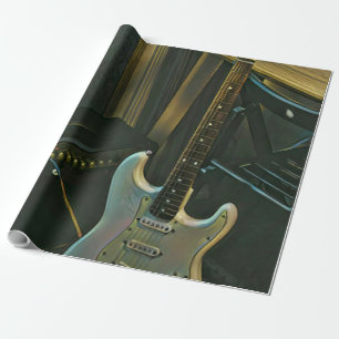acoustic bass electric guitar gift wrapping paper