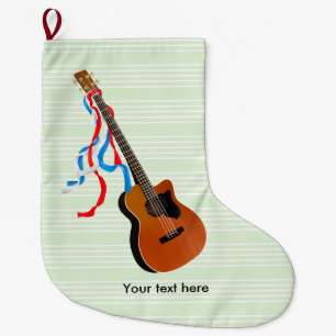 Acoustic Bass Guitar American Music Large Christmas Stocking