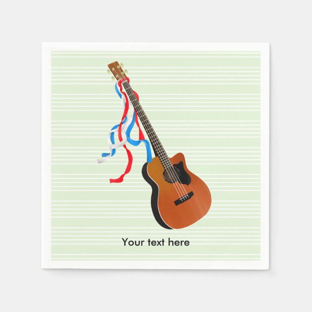 Acoustic Bass Guitar American Music Napkin (Front)