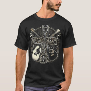 Acoustic Electric Guitar Cross Christian God Jesus T-Shirt