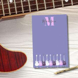 Acoustic electric guitar purple pink Monogram Post-it Notes