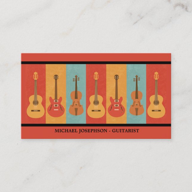 Acoustic, Electric Guitars and Violas  Business Card (Front)