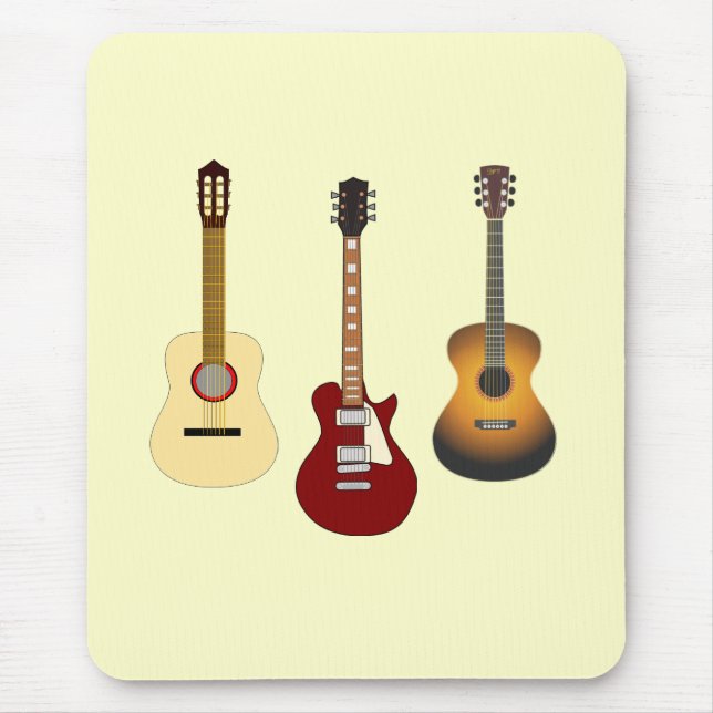Acoustic  Electric Guitars Musician Band Guitarist Mouse Mat (Front)