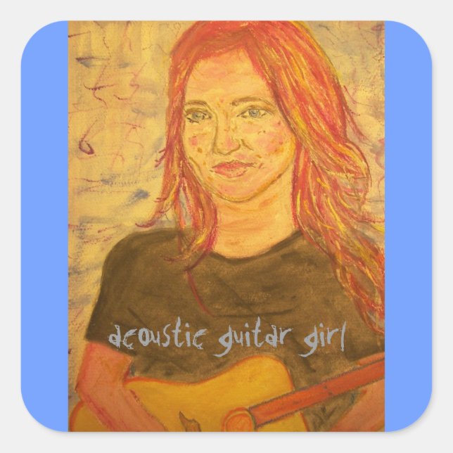 acoustic girl art square sticker (Front)