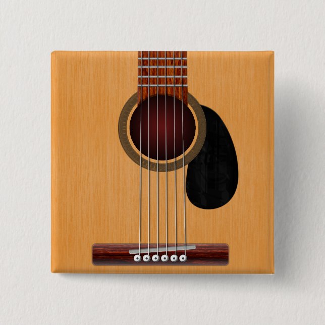 Acoustic Guitar 15 Cm Square Badge (Front)