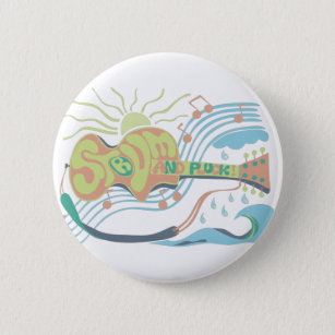 Acoustic guitar 6 cm round badge