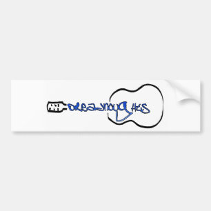 Acoustic Guitar Abstract Logo blue Bumper Sticker