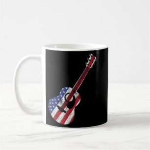 Acoustic Guitar - American Flag Colors - Guitarver Coffee Mug