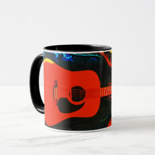 Acoustic Guitar and Case Art Colourful Mug Cup 