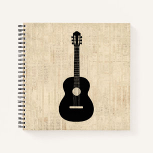 Acoustic Guitar Art Script Background Notebook