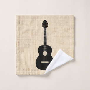 Acoustic Guitar Art Script Background Wash Cloth