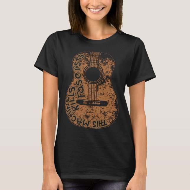 Acoustic Guitar Artistic Woody Music Song Guitaris T-Shirt (Front)