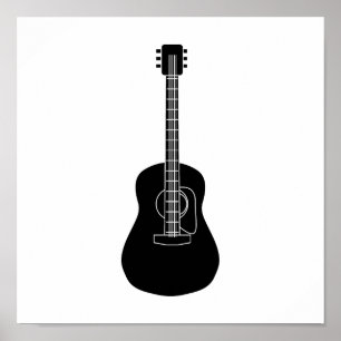 Acoustic Guitar Black Poster