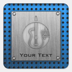 Acoustic Guitar; Brushed metal-look Square Sticker