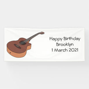 Acoustic guitar cartoon illustration banner