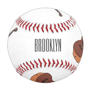 Acoustic guitar cartoon illustration baseball