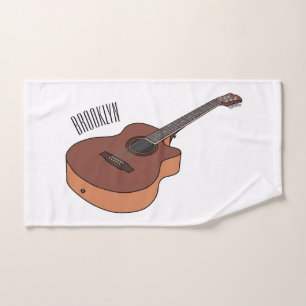 Acoustic guitar cartoon illustration bath towel set