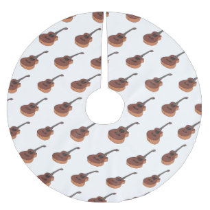 Acoustic guitar cartoon illustration  brushed polyester tree skirt