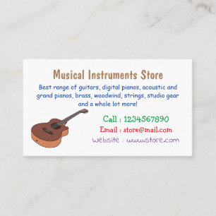 Acoustic guitar cartoon illustration business card
