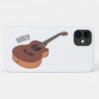Acoustic guitar cartoon illustration 