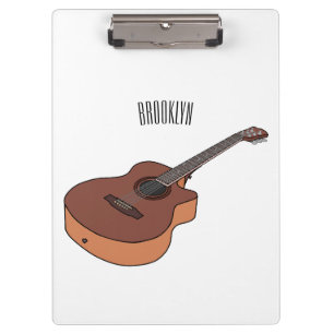 Acoustic guitar cartoon illustration clipboard