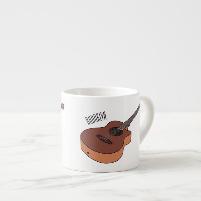 Acoustic guitar cartoon illustration  espresso cup (Front Right)
