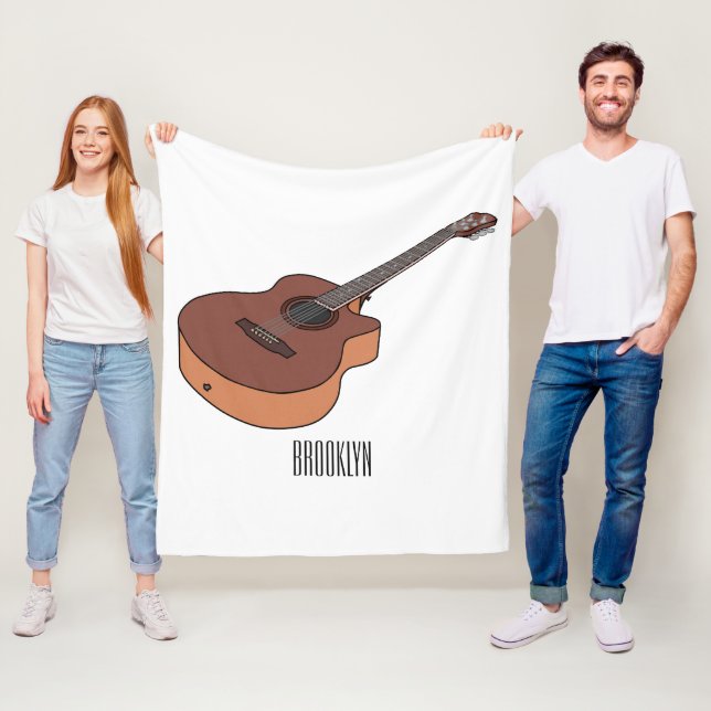 Acoustic guitar cartoon illustration  fleece blanket (In Situ)