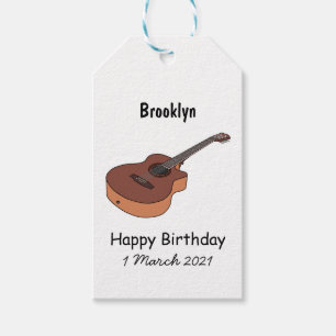 Acoustic guitar cartoon illustration gift tags