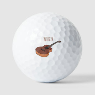 Acoustic guitar cartoon illustration  golf balls