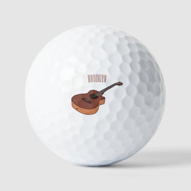 Acoustic guitar cartoon illustration  golf balls (Front)