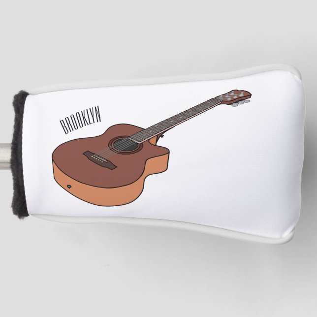 Acoustic guitar cartoon illustration  golf head cover (Front)