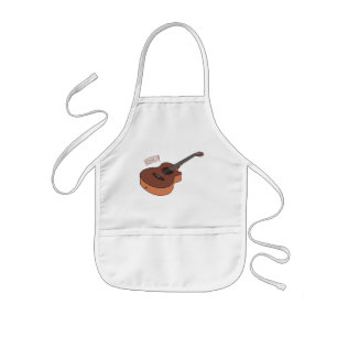 Acoustic guitar cartoon illustration  kids apron