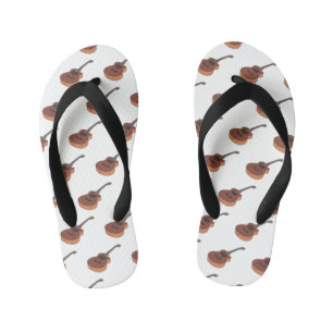 Acoustic guitar cartoon illustration kid's flip flops