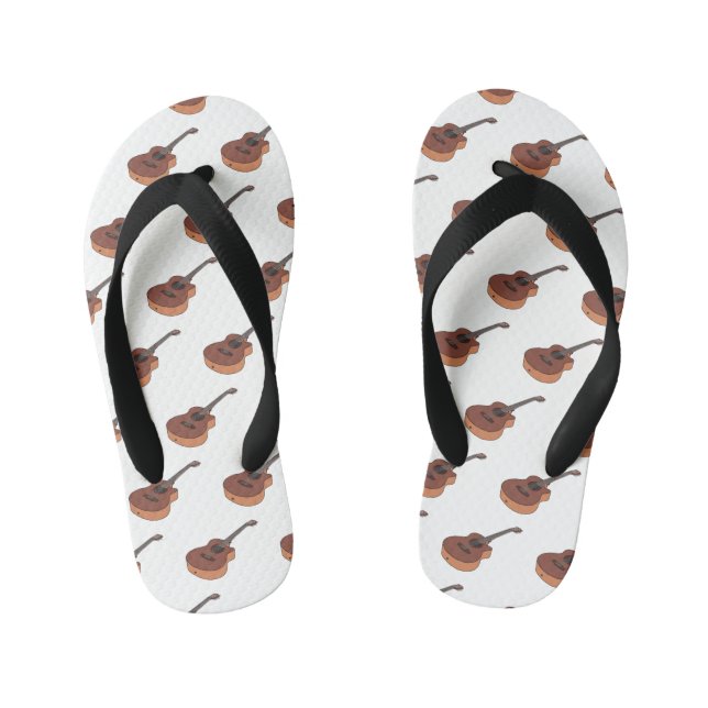 Acoustic guitar cartoon illustration  kid's flip flops (Footbed)