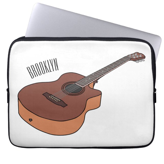 Acoustic guitar cartoon illustration  laptop sleeve (Front)