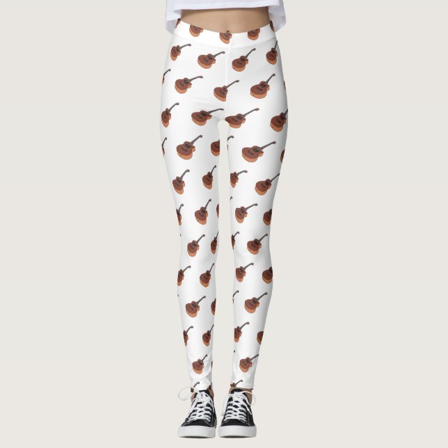 Acoustic guitar cartoon illustration  leggings (Front)
