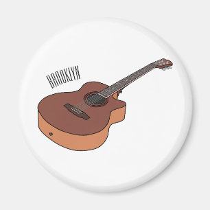 Acoustic guitar cartoon illustration  magnet