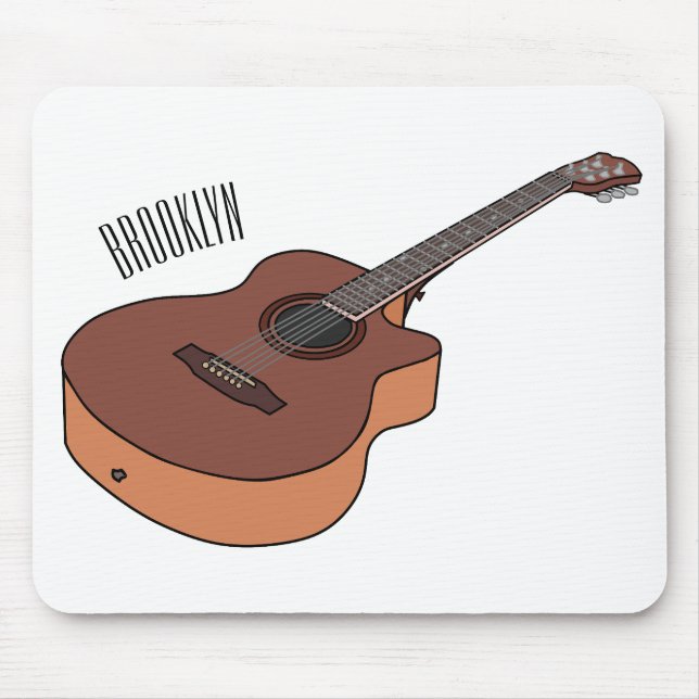 Acoustic guitar cartoon illustration  mouse mat (Front)