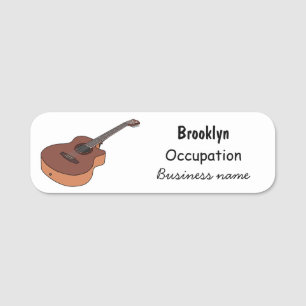 Acoustic guitar cartoon illustration name tag