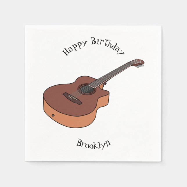Acoustic guitar cartoon illustration napkin (Front)
