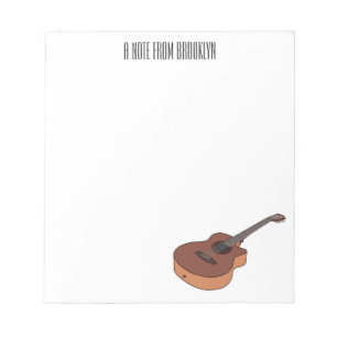 Acoustic guitar cartoon illustration  notepad