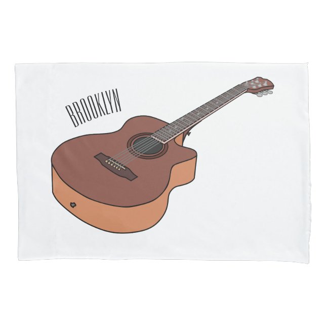 Acoustic guitar cartoon illustration  pillowcase (Front)