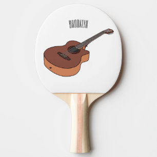 Acoustic guitar cartoon illustration  ping pong paddle
