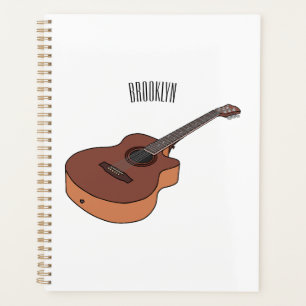 Acoustic guitar cartoon illustration planner