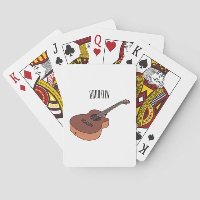 Acoustic guitar cartoon illustration playing cards (Back)