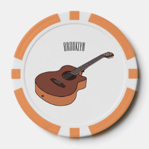 Acoustic guitar cartoon illustration poker chips