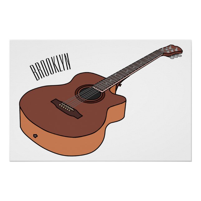 Acoustic guitar cartoon illustration  poster (Front)