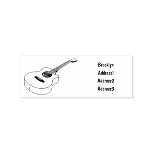 Acoustic guitar cartoon illustration rubber stamp