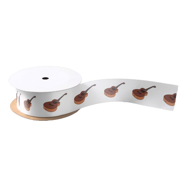 Acoustic guitar cartoon illustration  satin ribbon (Spool)